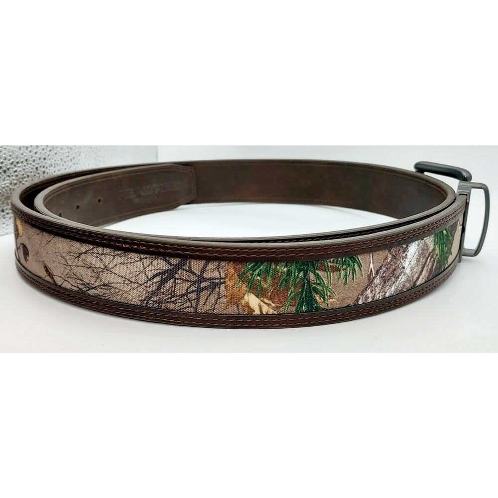 NEW Realtree Brown Leather And Camouflage Belt Brushed Nickel Buckle 53 In. Long - Picture 4 of 6